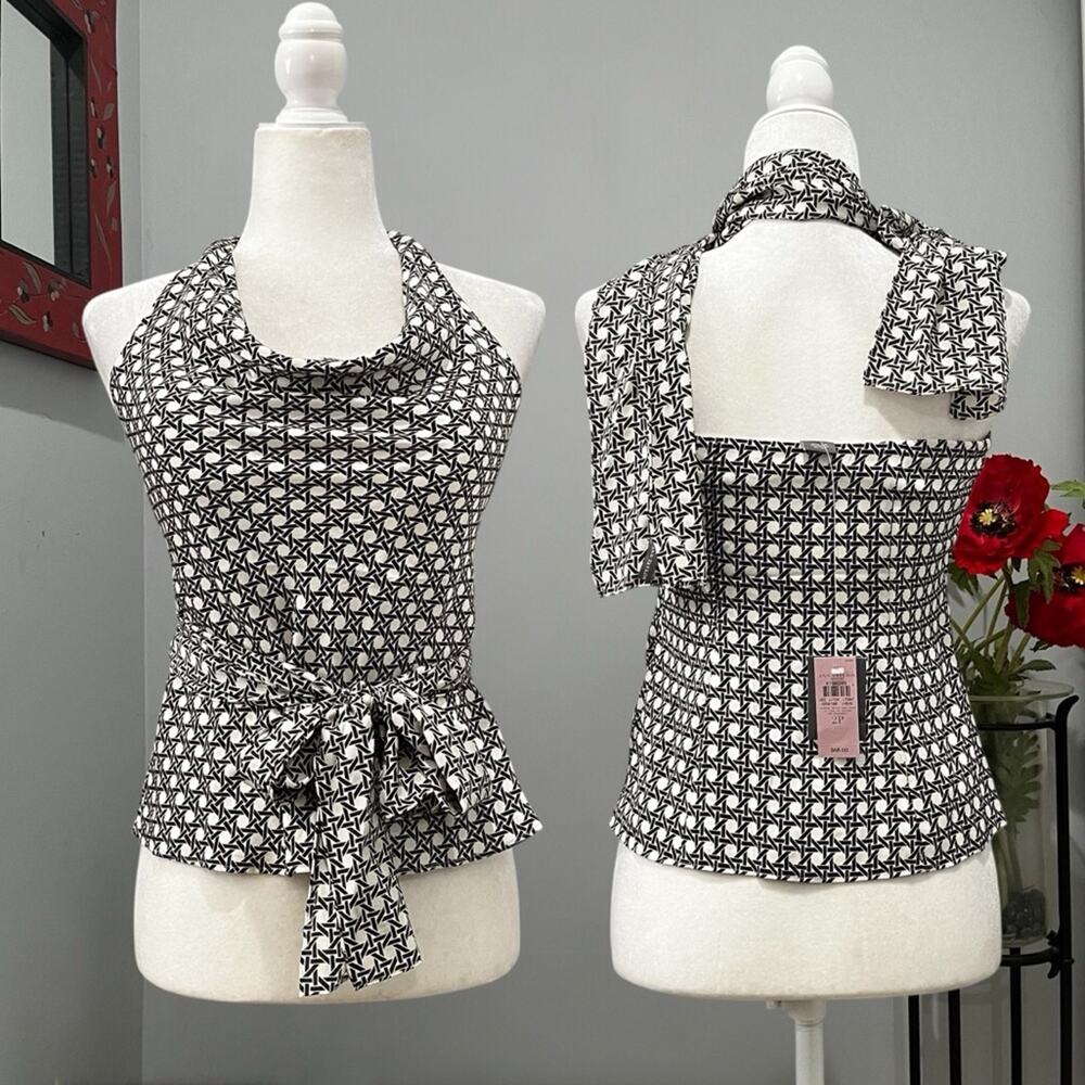 NEW Ann Taylor Silk Tailored Cowl Halter Fitted Multi-Way Blouse + Scarf 2P NWT